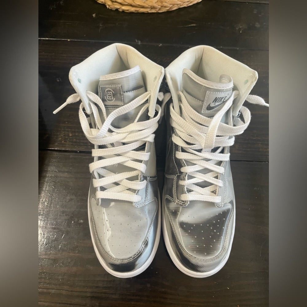 Metallic Silver Dunk Hi EUC